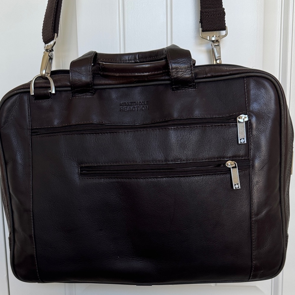 Kenneth Cole Reaction Dark Brown Leather Briefcase